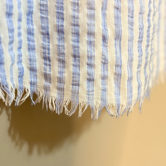 Entro Blue & White Plaid & Stripe Colour Blocked Cotton Button Up Shirt - Picture 13 of 13